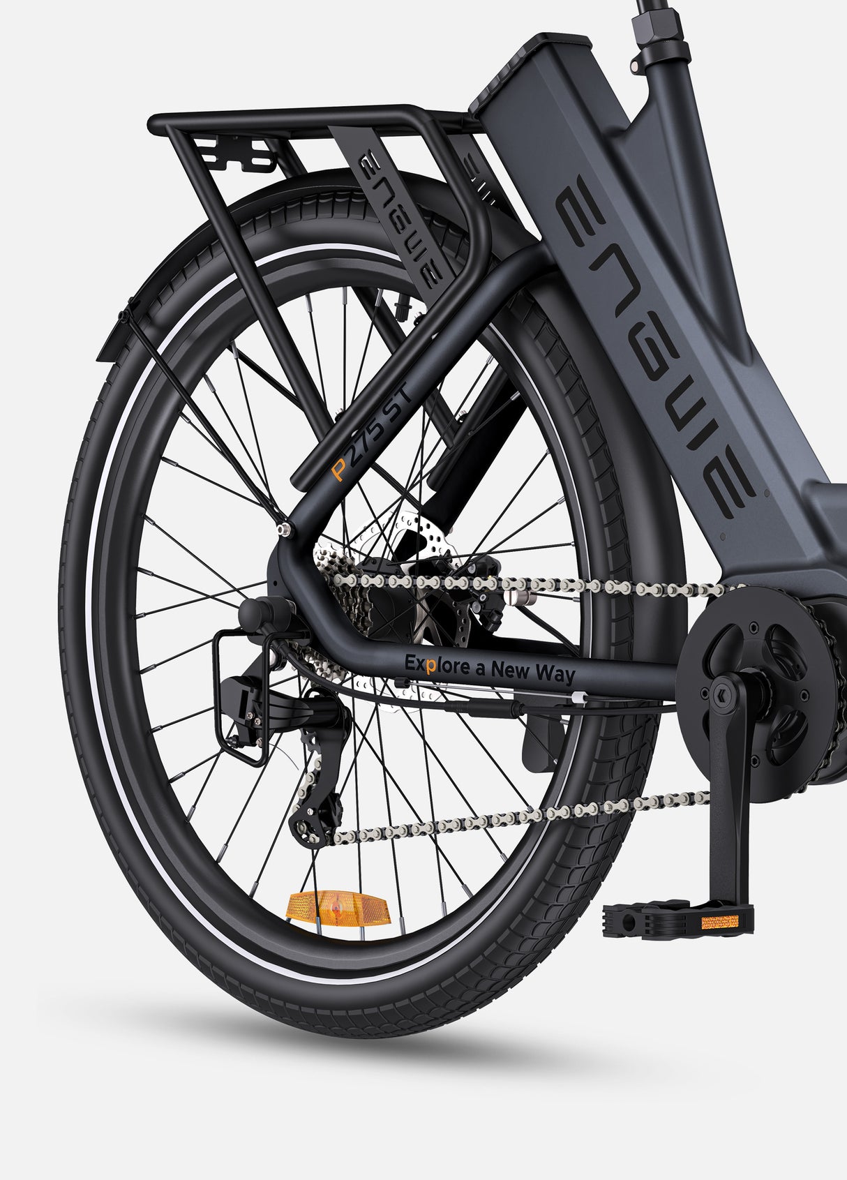 Schwarzer Engwe P275 St Urban E-Bike-Hinterreifen und Gepäckträger