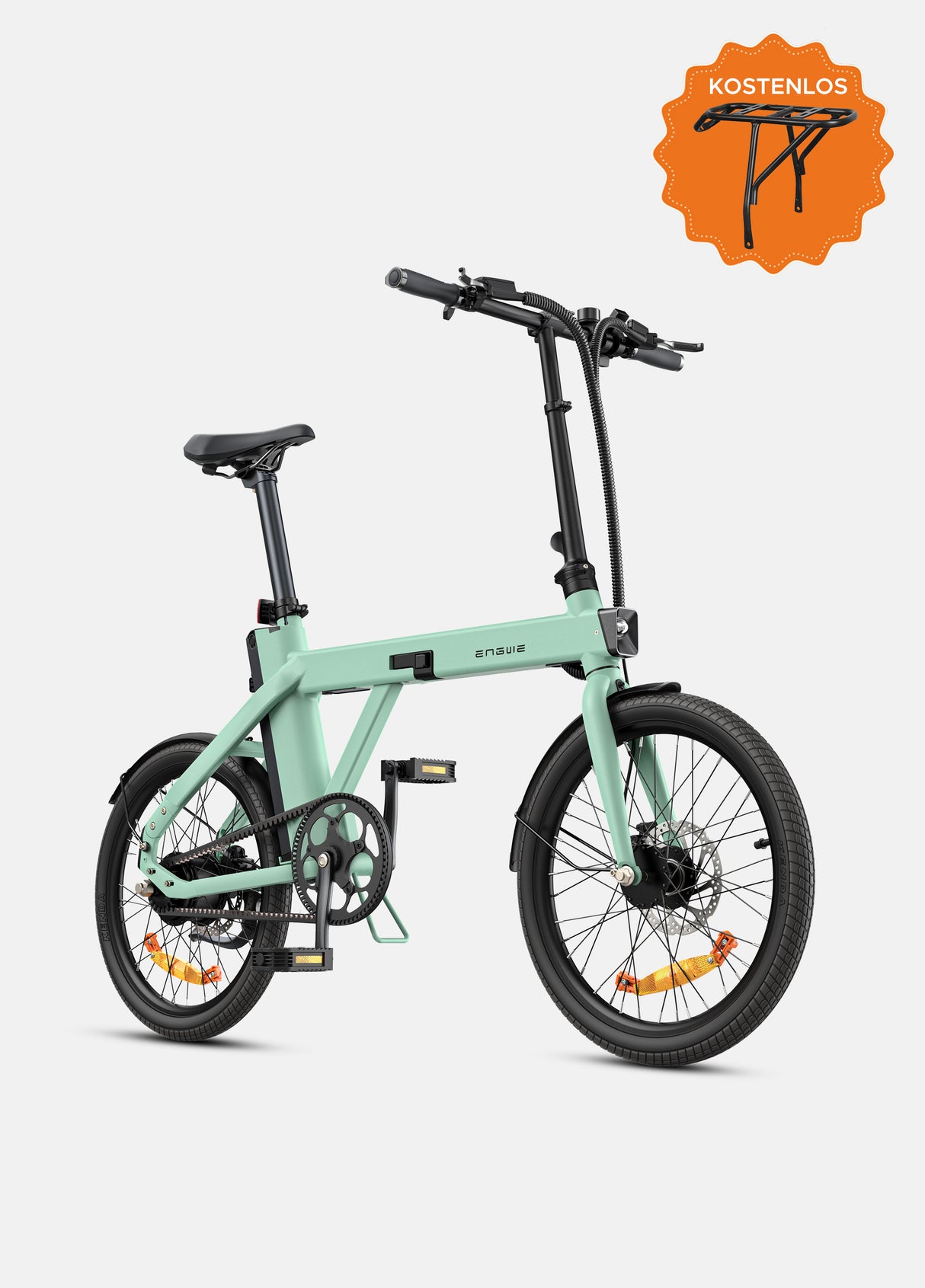 grünes e-bike ENGWE P20 mit kostenlosem Gepäckträger