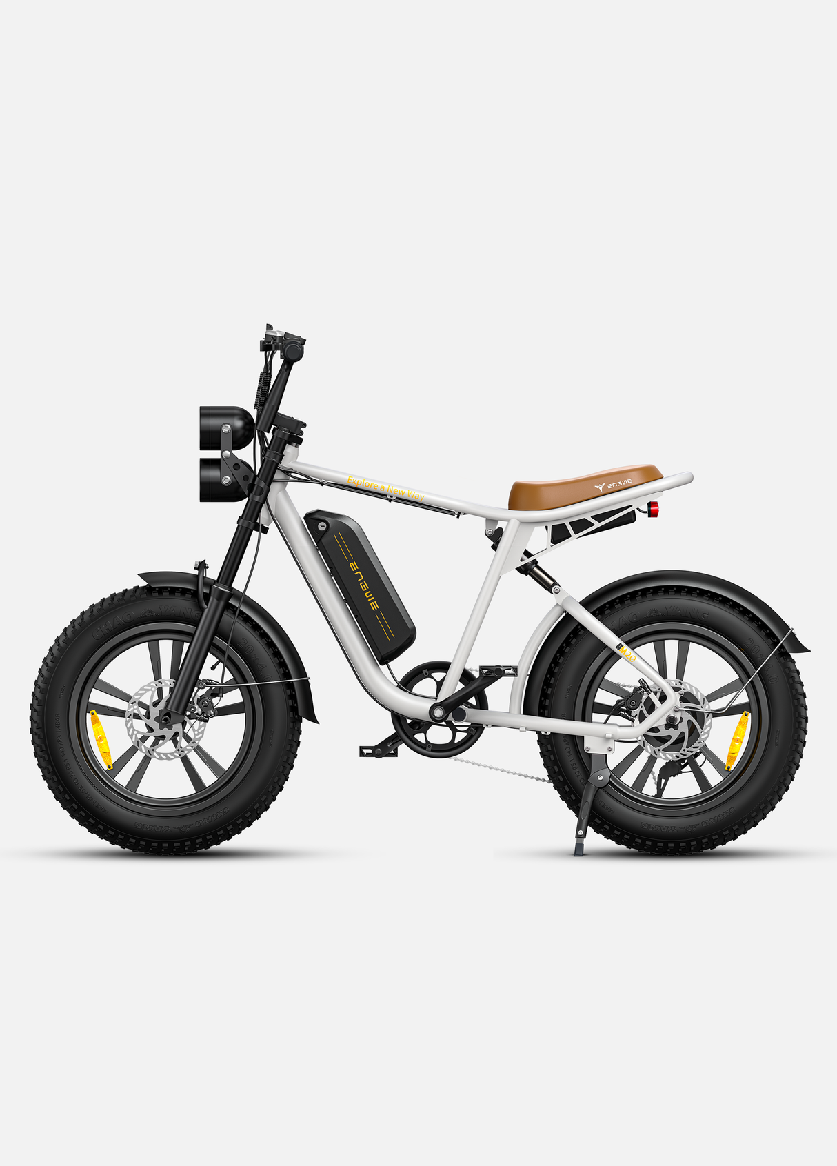 ein weißes Engwe M20 E-Bike