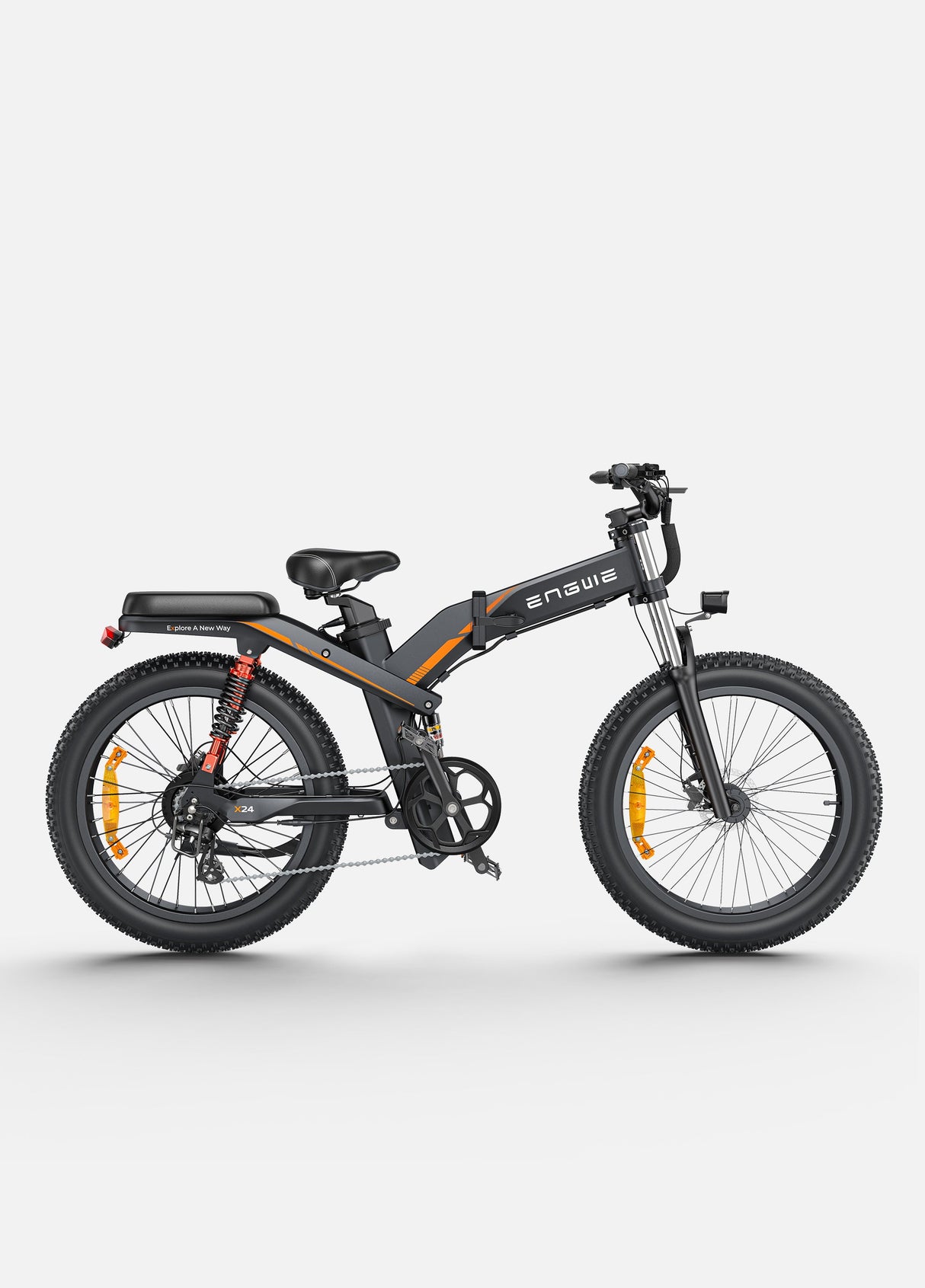 ein graues Engwe x24 Faltbares E-bike mit Fetten Reifen