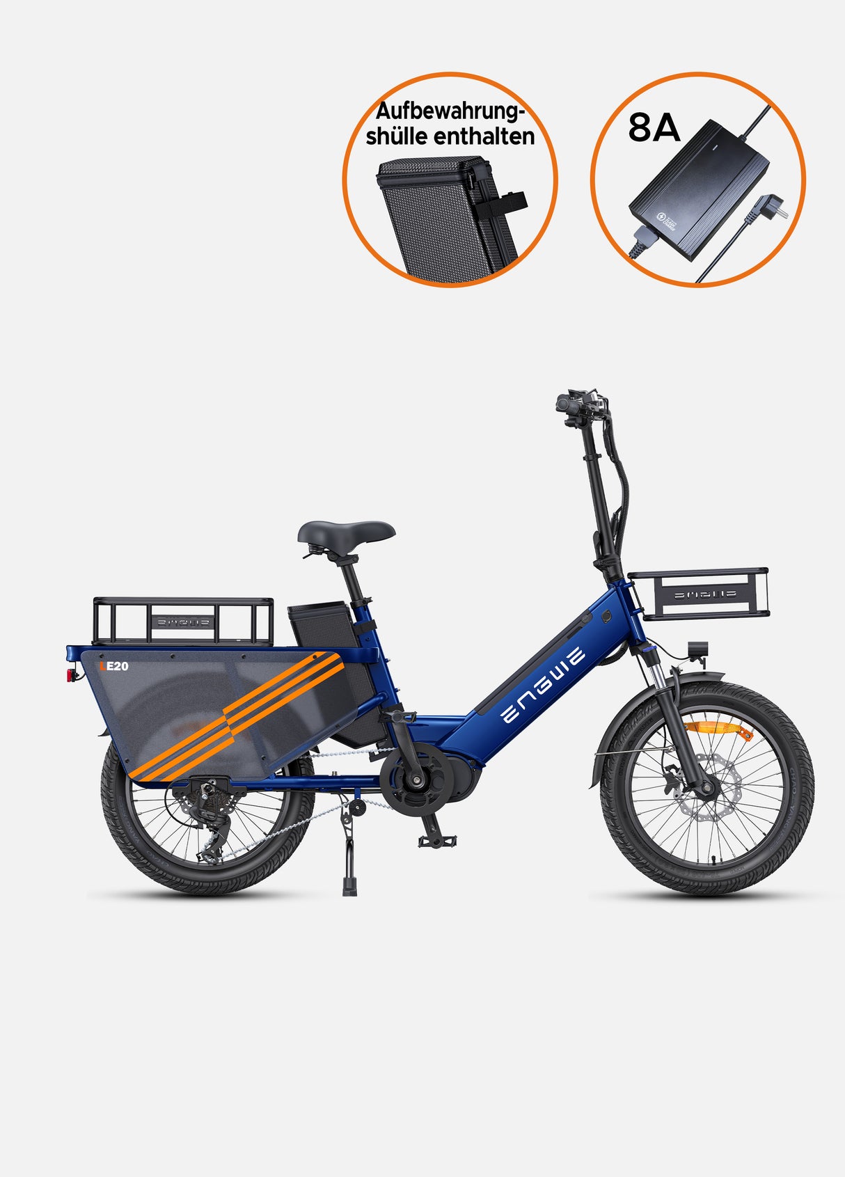 Lastenrad e bike ENGWE LE20 enthält 8A wählbaren Schnellladegeräten und Aufbewahrungshülle .