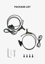 Das Set beinhaltet eine hydraulische Bremse, einen Schraubenschlüssel und Schrauben.