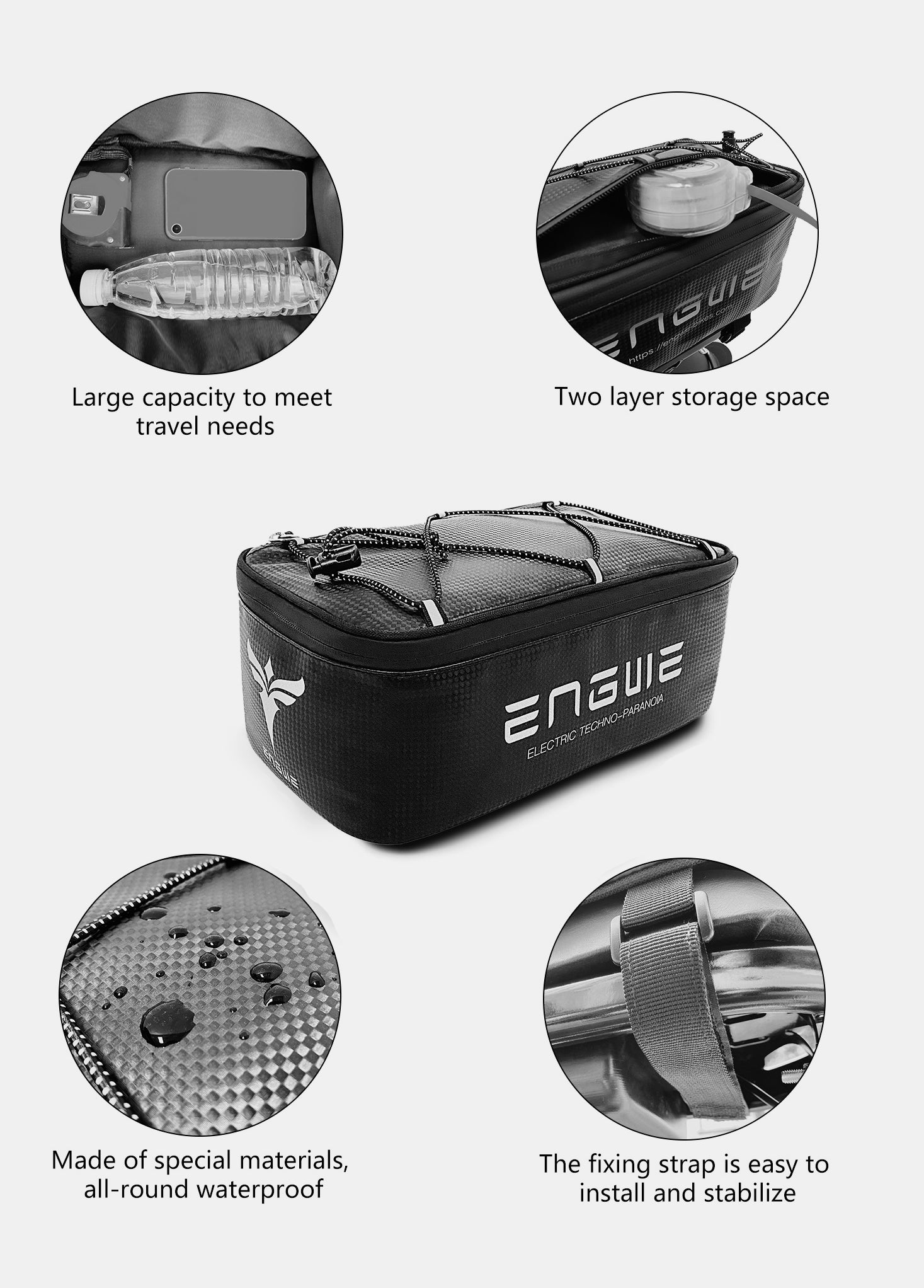 Rear Rack Bicycle Trunk Carrier Bag 7L